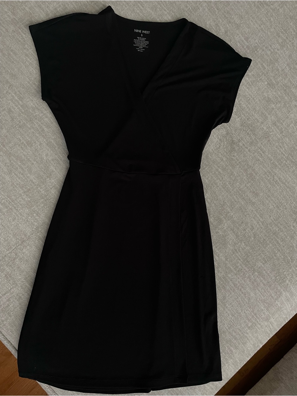 Nine West Black V-Neck Wrap Style Dress